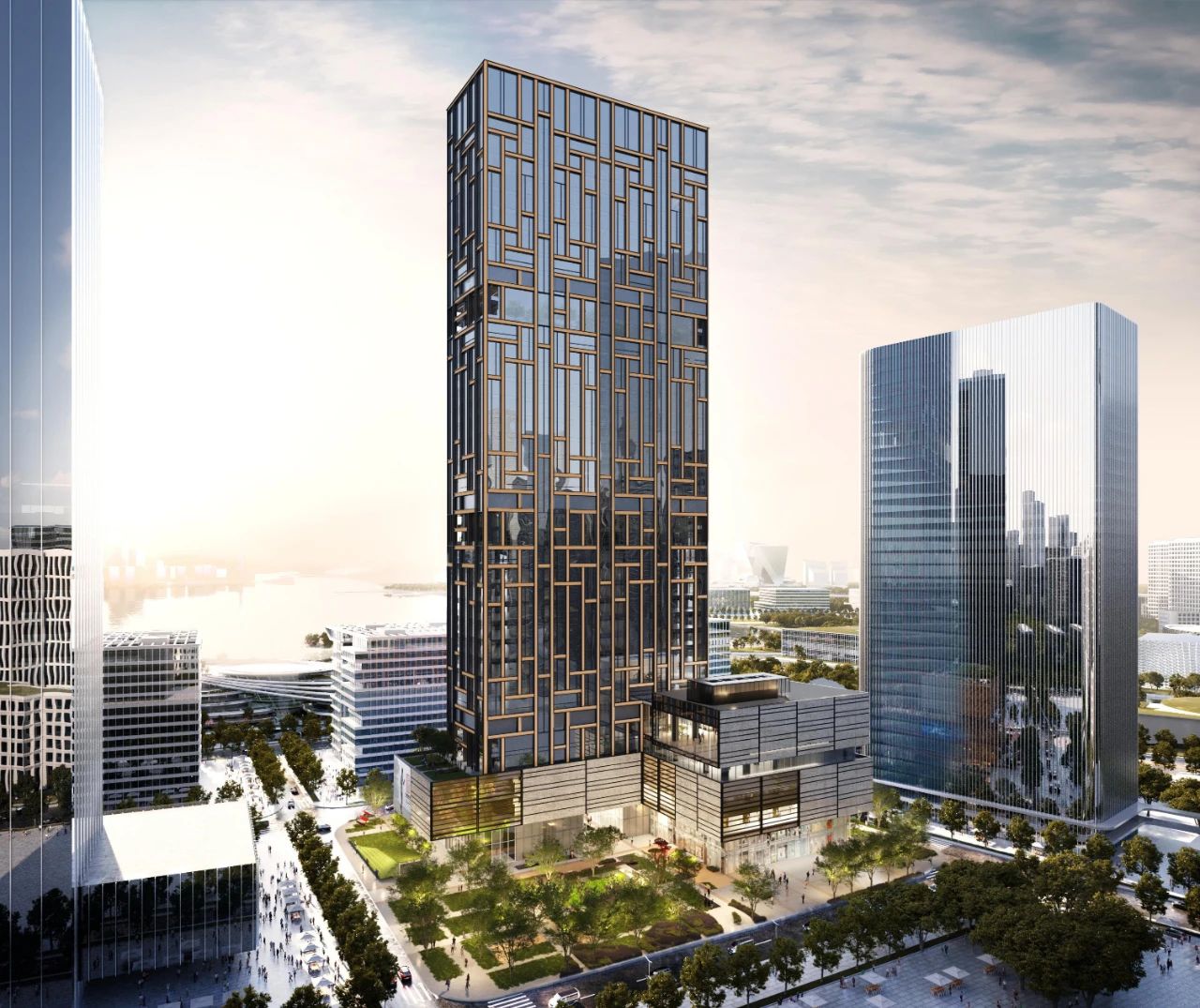 由中國(guó)建研院與gmp聯(lián)合設(shè)計(jì)的紫荊文化總部大廈開(kāi)工奠基